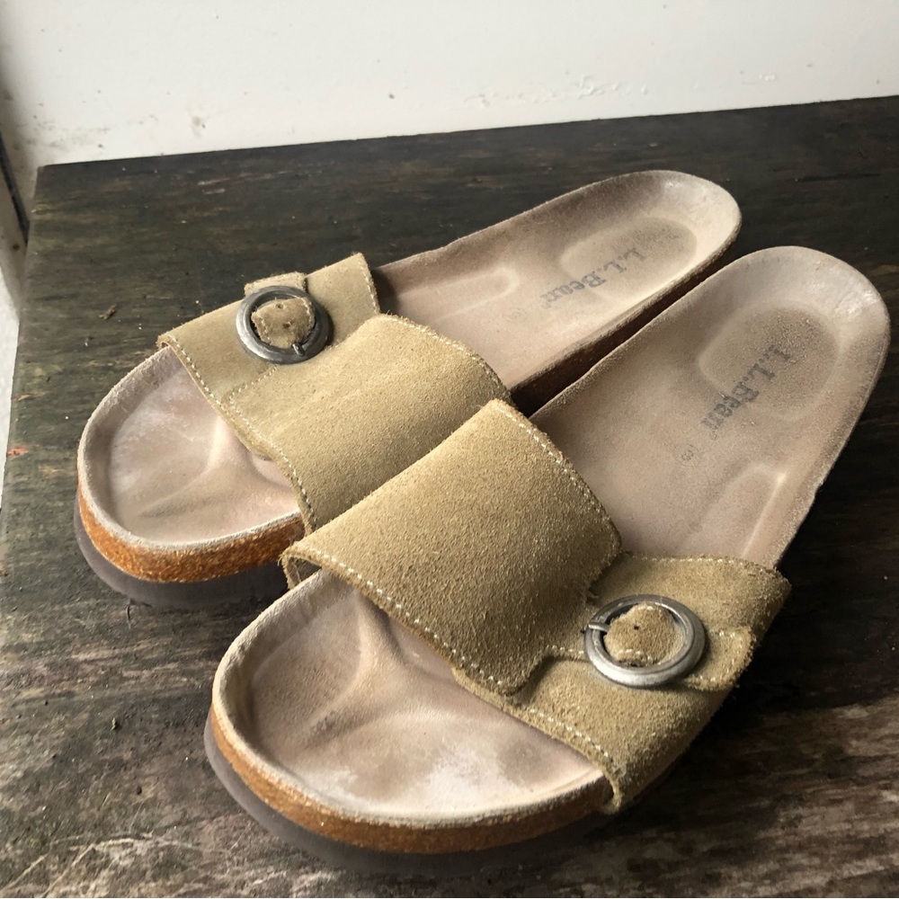 LL Bean Arizona Sandals Stone Birko-Flor Nubuck Slip On Sandals Select Size 8 - Picture 10 of 15